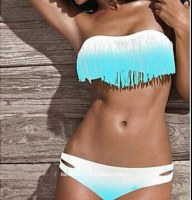 Bikini flecos blanco y azul. Talla M